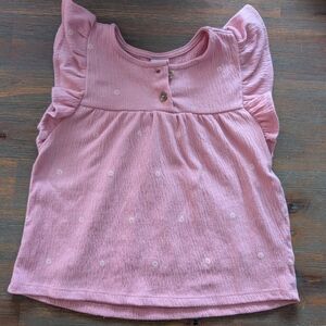 Girls' Pink Flutter Sleeve Tee